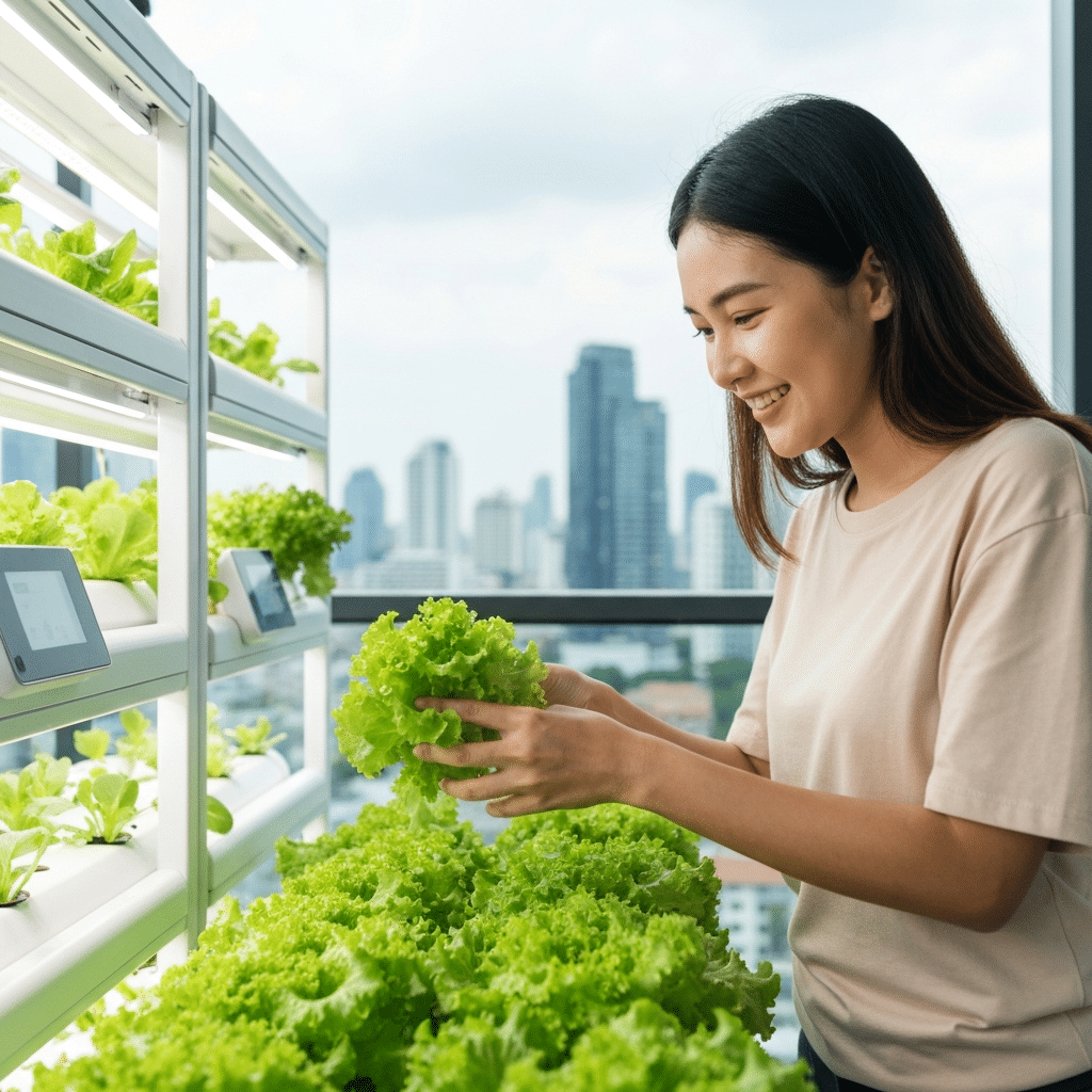 ปลูกผักคอนโด 2026: เทรนด์ใหม่สร้างรายได้เสริมด้วย AgriTech - condo-farming-agritech-2026