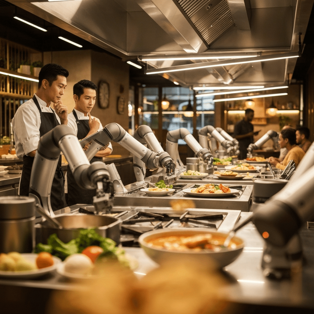 หุ่นยนต์เชฟครองครัว! เทรนด์ร้านอาหารไทยไร้คนครัว 2026 - robot-chef-thai-restaurant-trend
