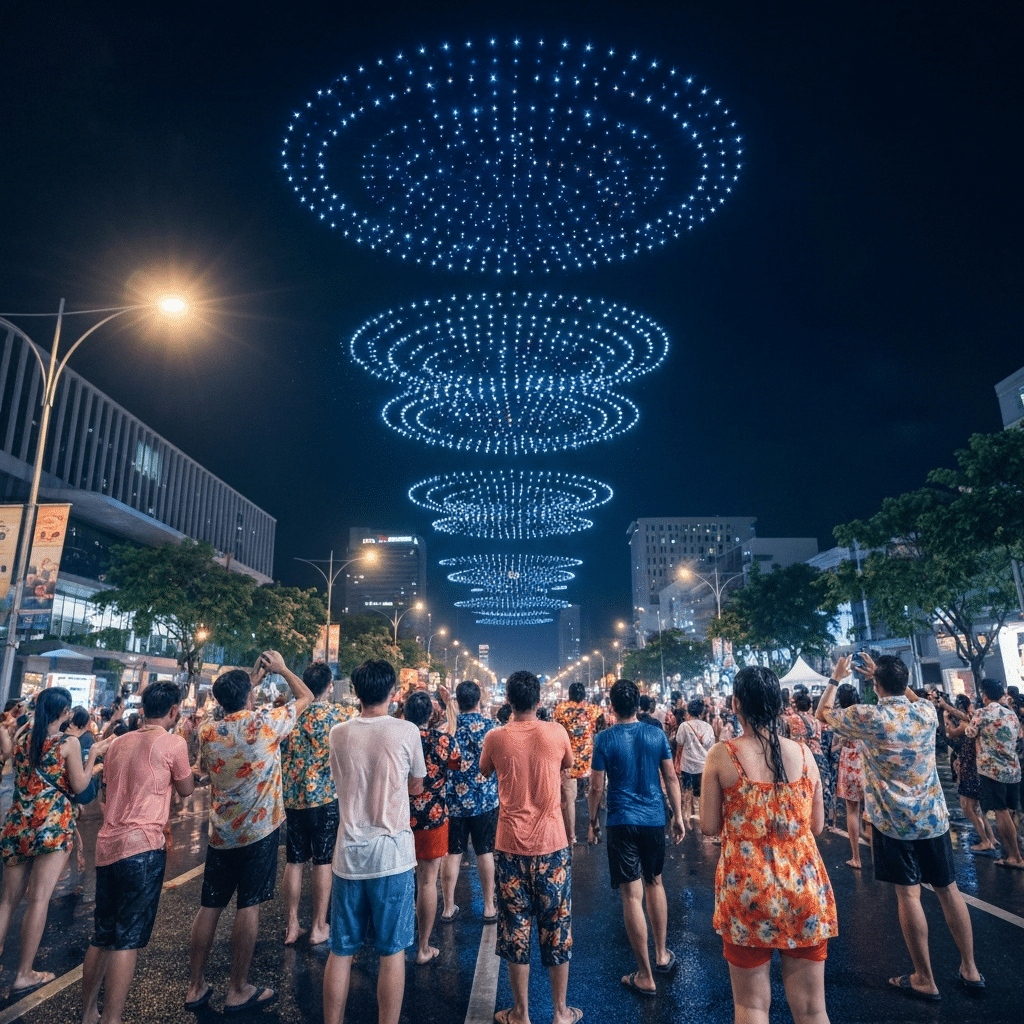 โดรนสงกรานต์ 2569 พลิกโฉมอีเวนต์ไทยสู่ธุรกิจอวกาศ - songkran-drone-event-tech-future