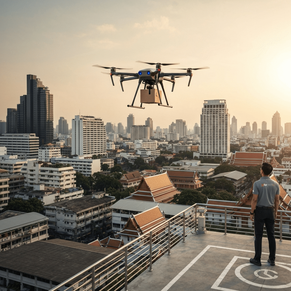 โดรนส่งอาหารข้ามจังหวัด เทรนด์ใหม่มาแรงปี 2026 - drone-delivery-interprovince-thailand-2026