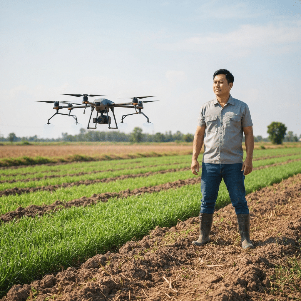 เกษตรกรยุคใหม่ ใช้โดรน AI พลิกวิกฤตแล้ง 2026 - thai-farmer-ai-drone-drought